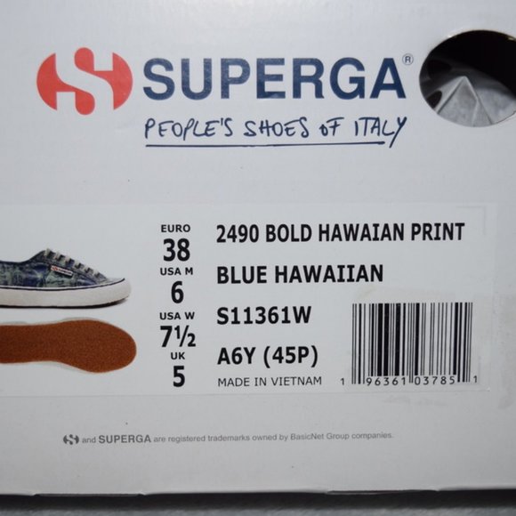 Superga Blue Tropical Lace-Up Sneaker New in Box Size 38 - Picture 3 of 11